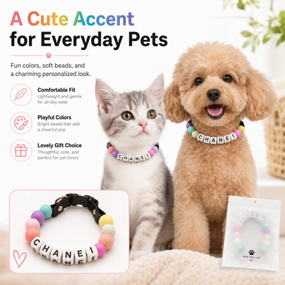 Personalized Pet Name Collar — Custom Beaded Collar for Dogs & Cats